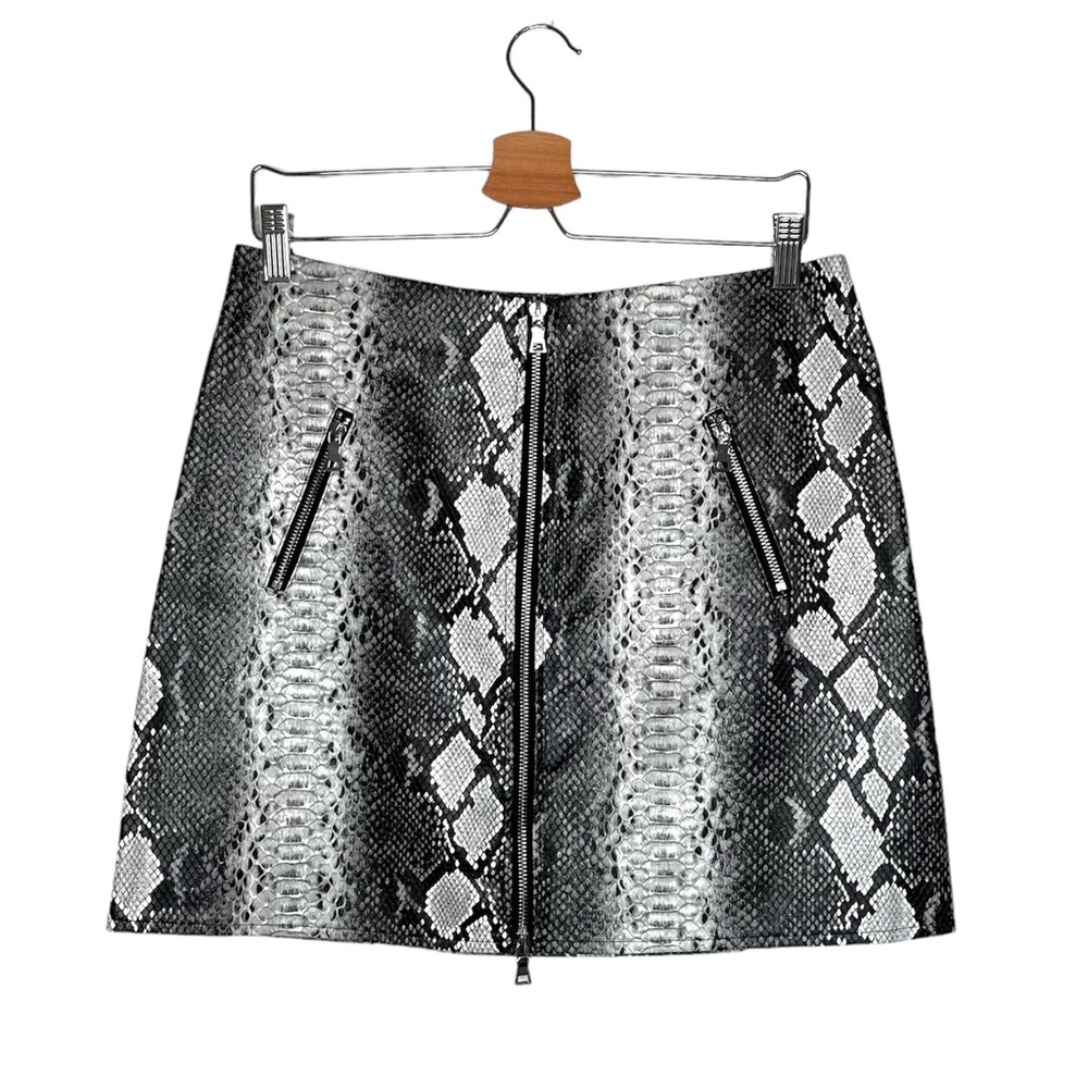 I.AM.GIA gray snake print faux leather zip up mini skirt size large maximalist